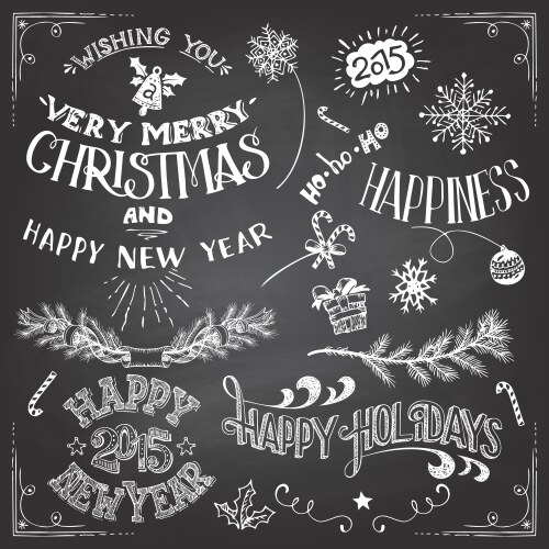 christmas and new years elements set vector image