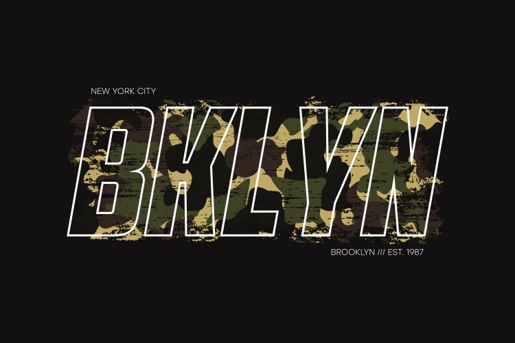 new york brooklyn t-shirt design with camouflage vector image