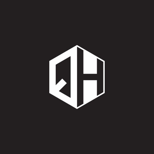 Qh logo monogram hexagon with black background vector image