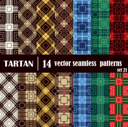 Set tartan seamless pattern in different colors vector image