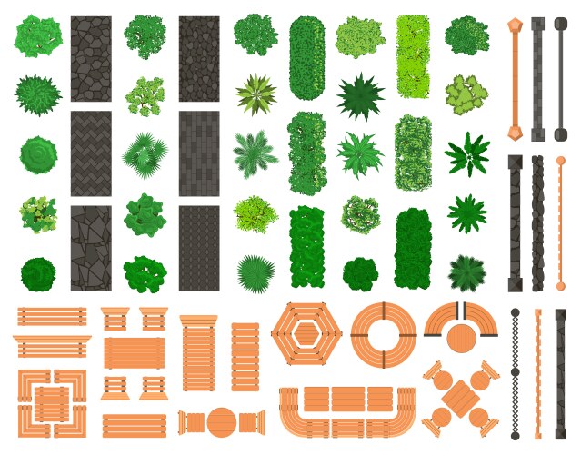 Outdoor landscape elements architectural vector image