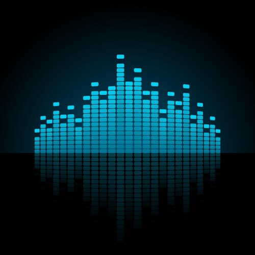 Dark blue reflected digital sound wave illuminated vector image