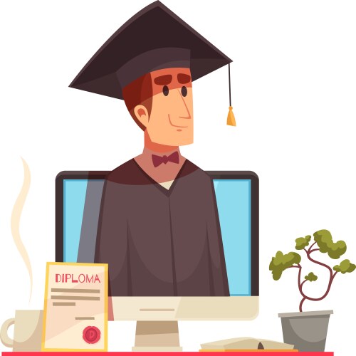 Online academic education composition vector image