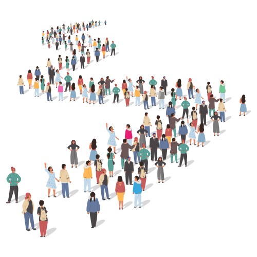 large group people standing in line flat vector image