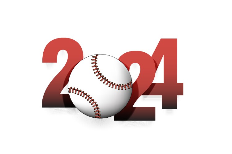 Happy new year 2024 and baseball ball vector image