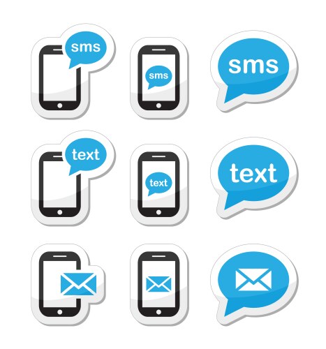 Mobile sms text message mail icons set as labels vector image