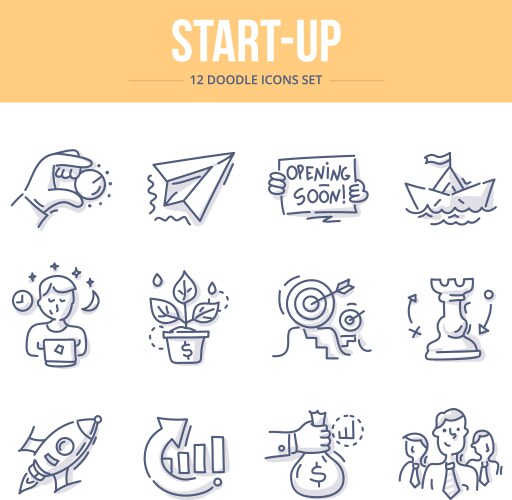 Start-up doodle icons vector image