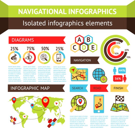 Navigational infographics set vector image