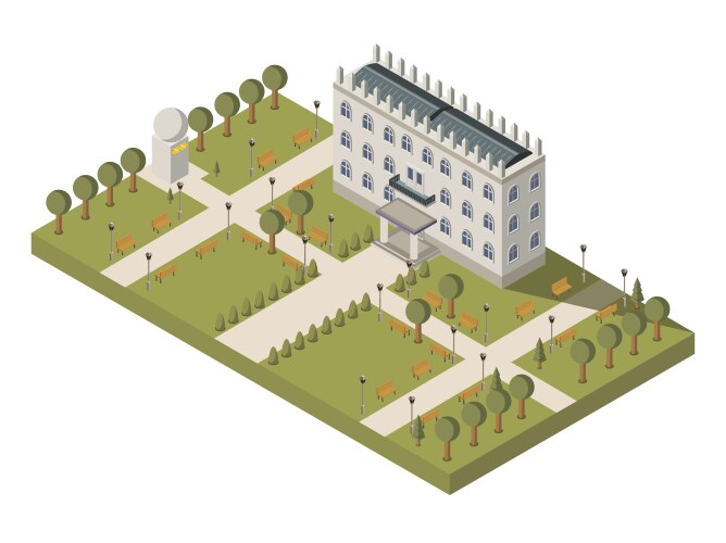 Isometric university composition vector image