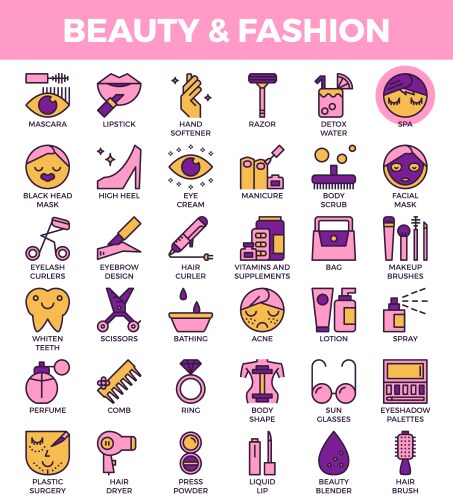 Beauty and fashion icons vector image