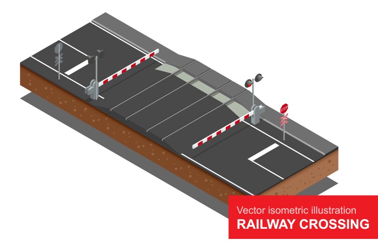 Isometric of railway crossing vector image