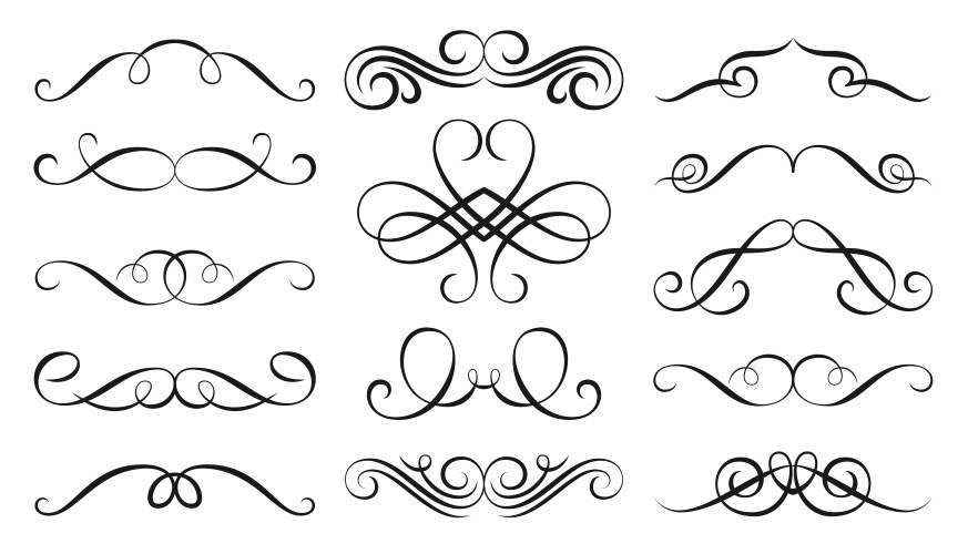 Swirl flourish border text divider line delimiter vector image