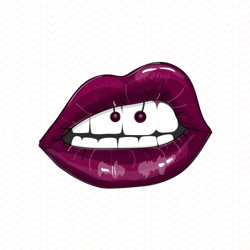 Sexy mouth dark pink glamour vector image