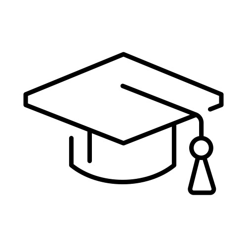 Outline simple graduate hat icon vector image