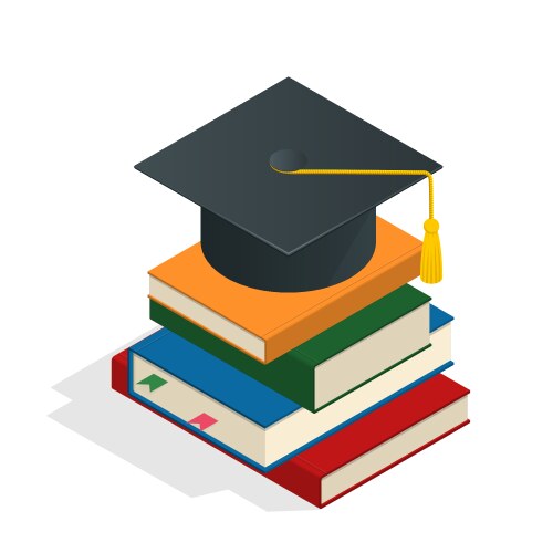 Isometric graduation concept heap vector image