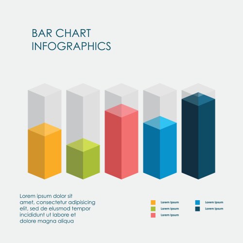 Bar chart infographics elements 3d design vector image