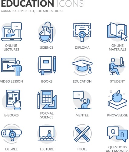 Line education icons vector image