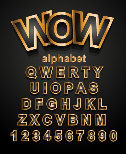 Christmas golden alphabet font to use vector image