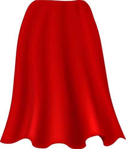 Red cape realistic draped scarlet cloak drapery vector image