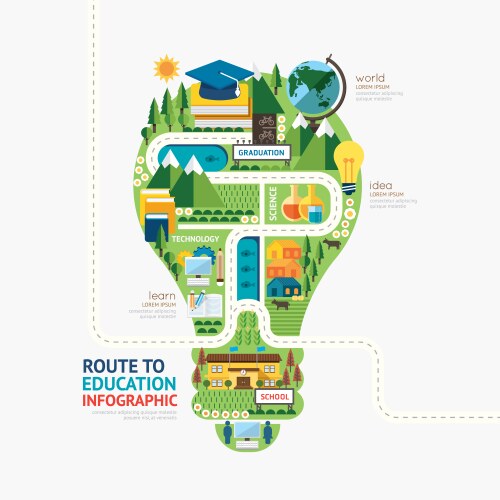 Infographic education light bulb shape template vector image