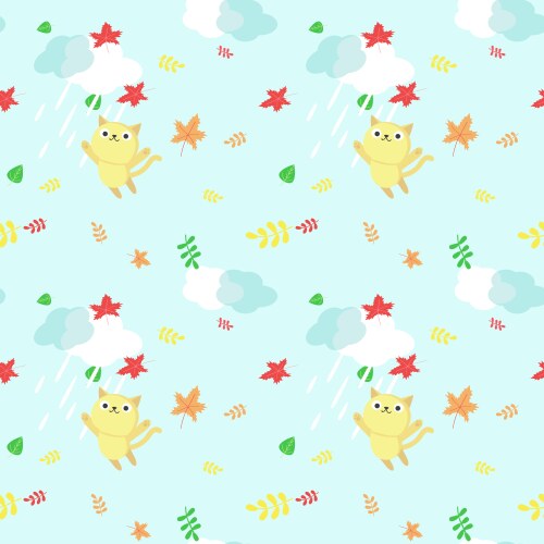 Seamless pattern with cute autumn cats vector image