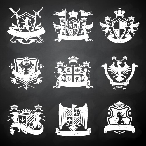 Heraldic chalkboard emblems vector image