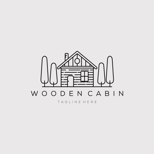 Wooden cabin line art logo design vector image