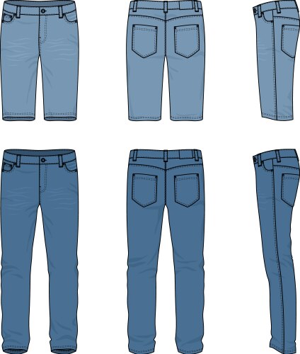 Set of male jeans and shorts vector image