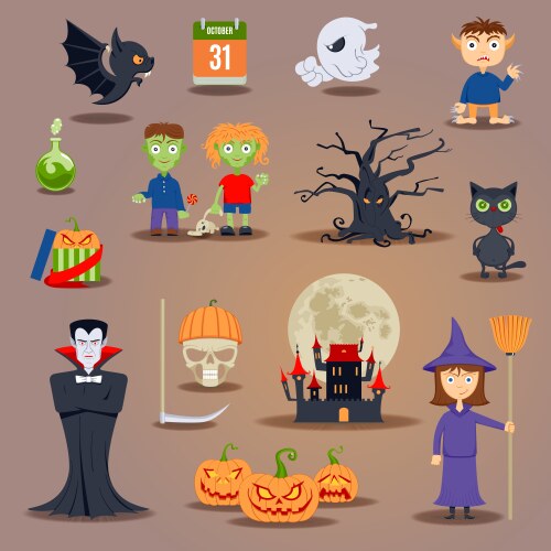 Halloween elements and icons vector image