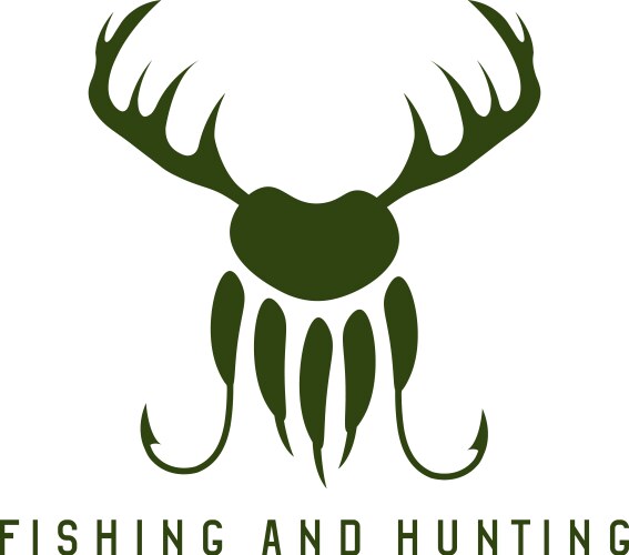 Fishing and hunting with deer hornspaw of bear vector image