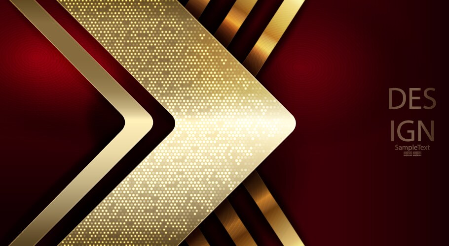 Dark red abstract background with golden arrow vector image