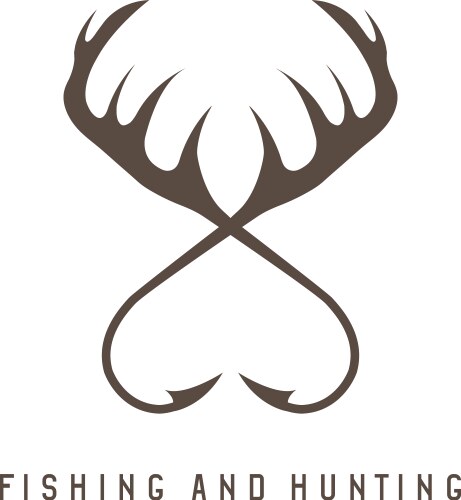 Fishing and hunting with deer horns vector image