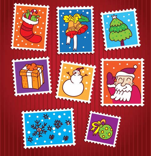 Collection of christmas stamps vector image