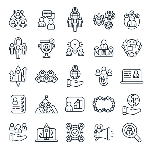 Business people outline icons office team vector image