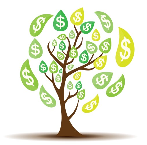 Colored money tree dependence of financial growth vector image