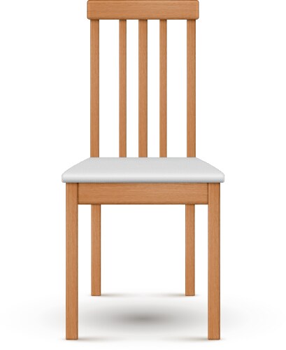 Simple wooden dining chair with white cushion vector image