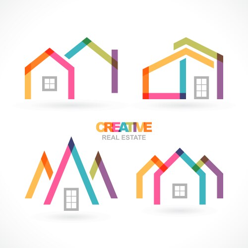 Creative house abstract real estate icons set vector image