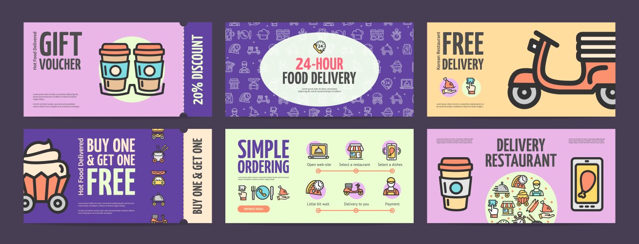 Food delivery concept horizontal invitation vector image