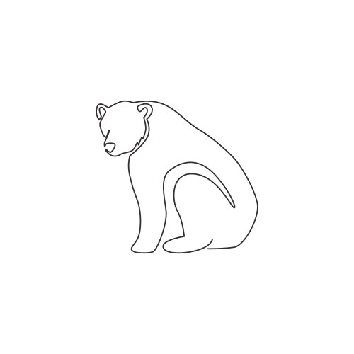 One single line drawing cute grizzly bear vector image