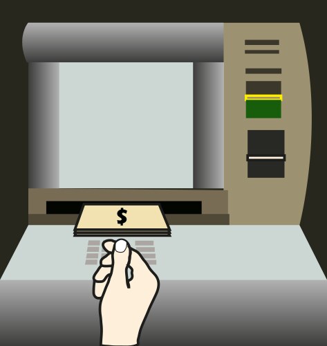 Atm money withdraw background vector image