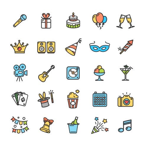 Party icon thin line set vector image