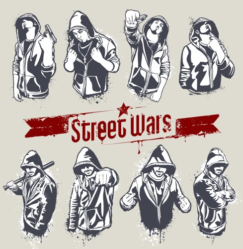 Hooded gangsters vector image