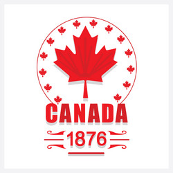 red canada day 1876 maple leaf emblem icon vector image