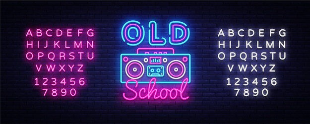 old school neon sign retro music design vector image