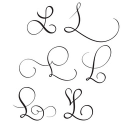 set of art calligraphy letter l with flourish vector image