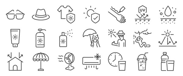 sun protection icon set vector image