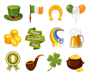 saint patricks day flat set vector image