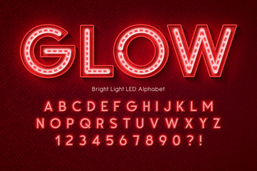 neon light 3d alphabet extra glowing modern font vector image