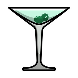 icon of cocktail glass with olives vector image