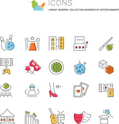 set line icons entertainment business vector image